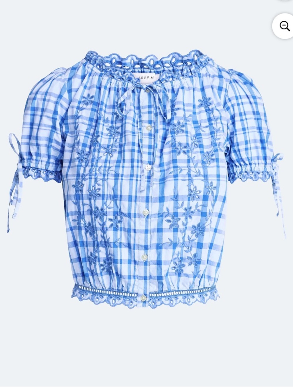 Free Assembly | NWT Women's XXL Embroidered Cropped Cotton Top w/ Short Sleeves - Picture 4 of 4